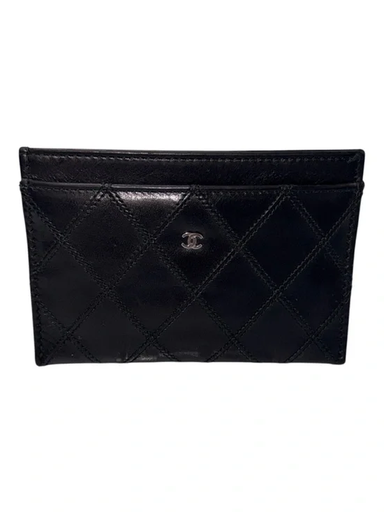 Chanel CC Quilted Lambskin Card Holder Black Silver Hardware - Picture 2 of 16
